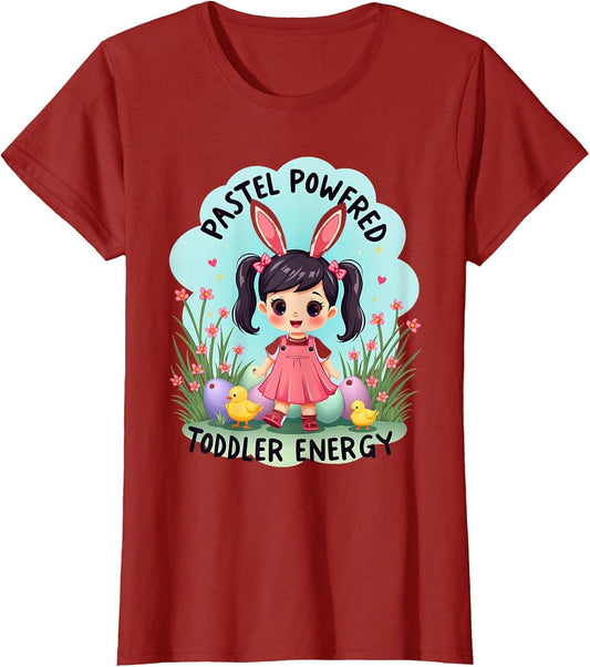Pastel Powered Toddler Energy Easter Design T-Shirt