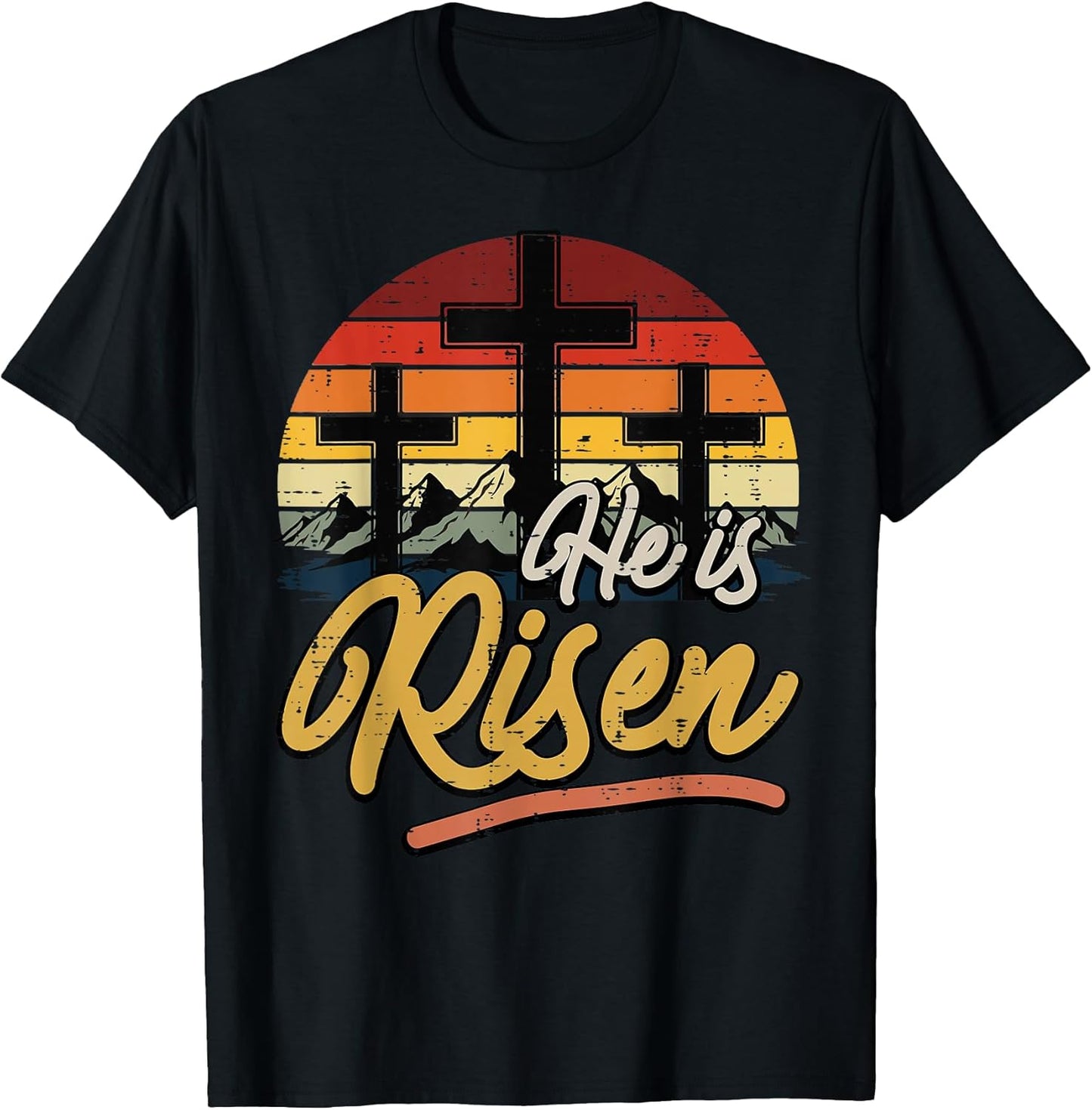 Easter Cross He is Risen Retro Jesus Christian Men Women Kid T-Shirt