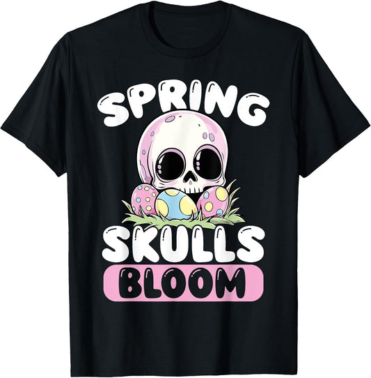 Spring Skulls Bloom Pastel Goth Easter Aesthetic T-Shirt