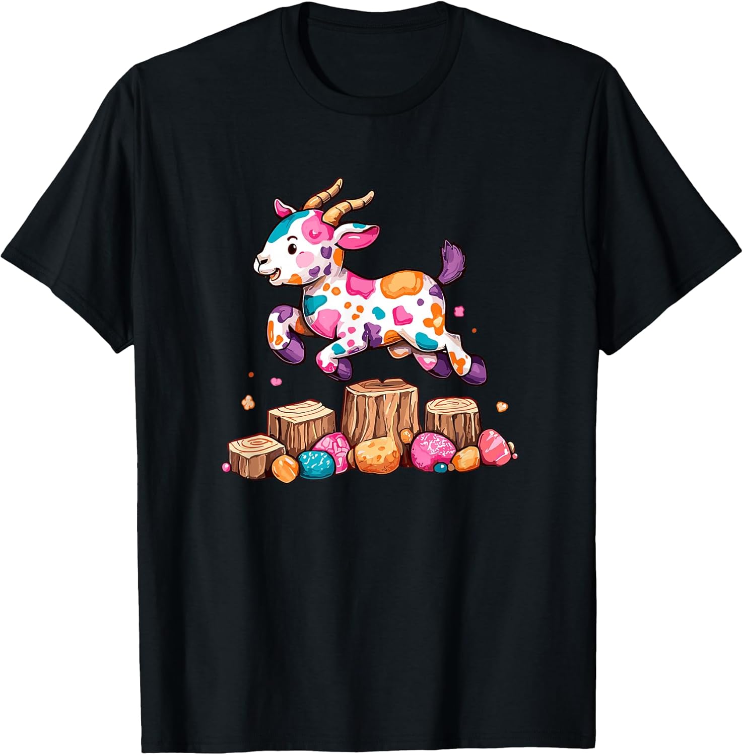 Cute Rainbow Goat Pastel Farm Animal Easter T-Shirt