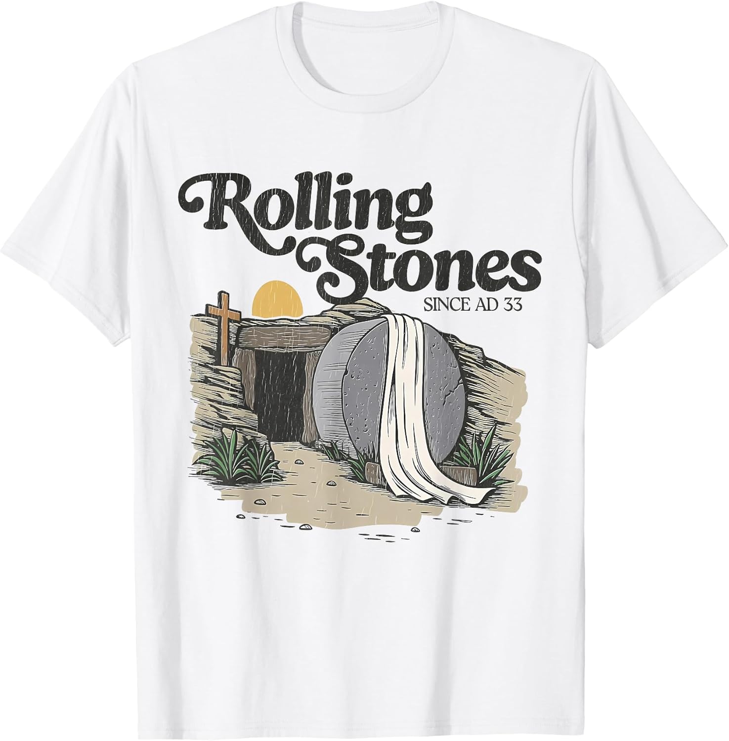 Easter The Stone was Rolled Away He is Alive Retro Christian T-Shirt