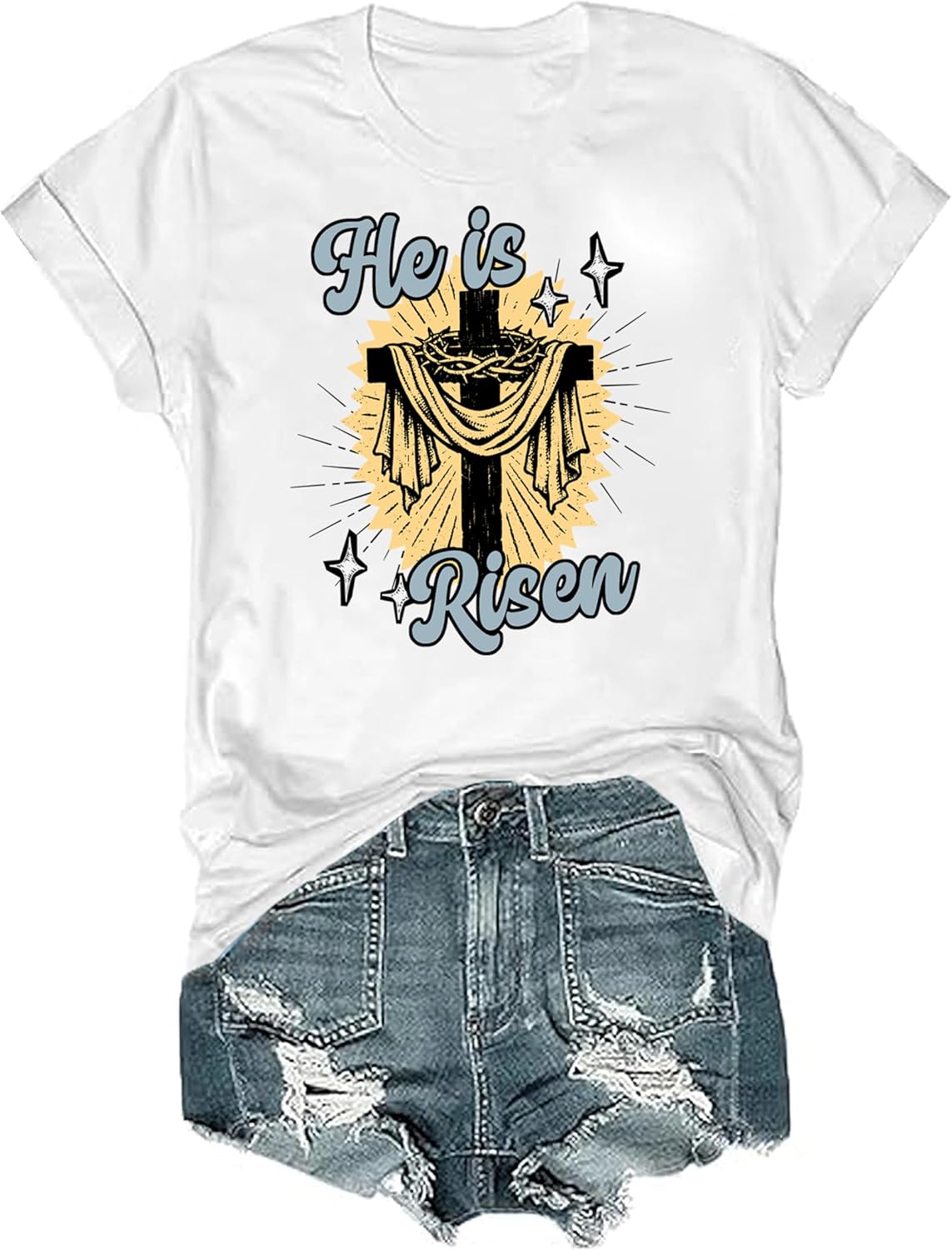 He is Risen Shirt Christian Shirts for Women Easter Cross He is Risen Jesus Christian Easter Shirts for Men