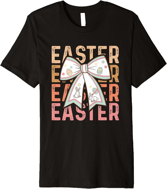 Easter Bunnies Pastel Bow Easter Text Premium T-Shirt