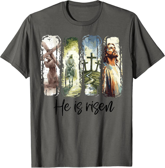 Easter Jesus He is Risen 4 Scenes Christian Men Women Kids T-Shirt
