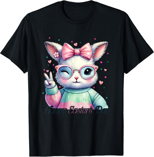 Happy Easter's Day Cute Bunny Pastel Colors T-Shirt