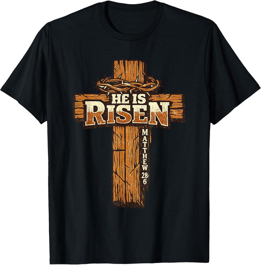 Easter Cross He is Risen Christian T-Shirt