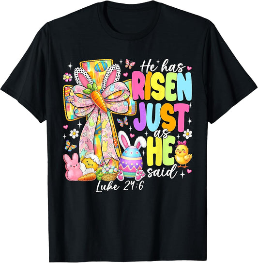 He Has Risen As He Said Bunny Cross Easter Jesus Christian T-Shirt