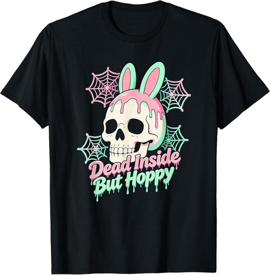 Easter Dead Inside But Hoppy Skull Bunny Pastel Goth T-Shirt