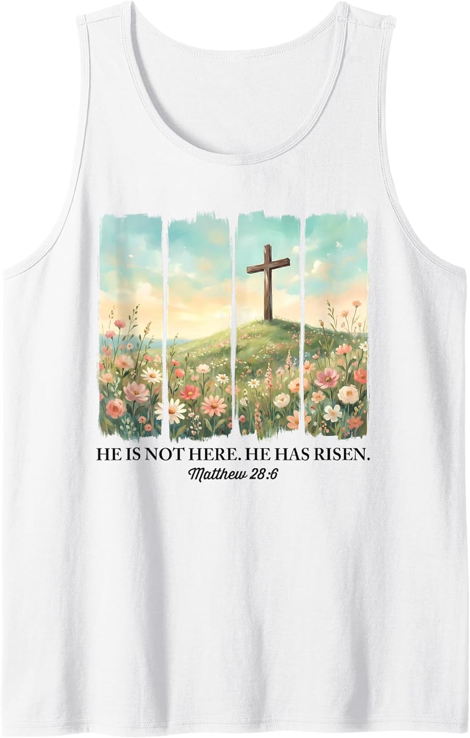 Jesus He is Risen Christian Cross Happy Easter Women Girls Tank Top