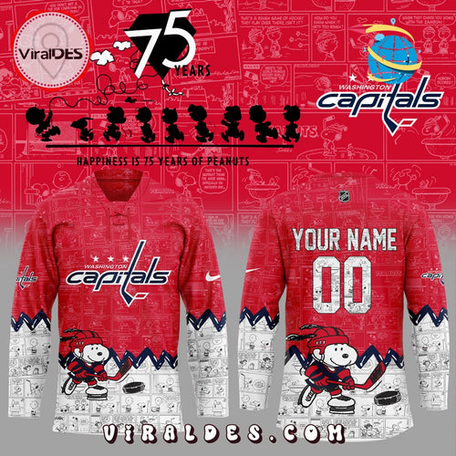 75th Anniversary of Peanuts Washington Capitals Hockey Jersey