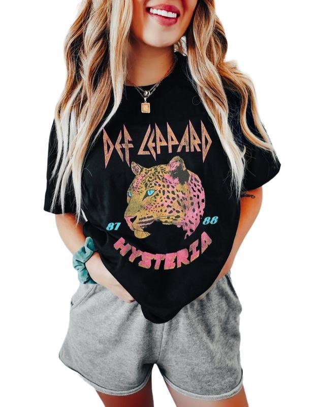 80's Rock Band Shirt, Def Leppard T-Shirt, Rock and Roll Leopard Retro Music Shirt Unisex