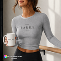 Custom Brand Logo Women's Baby Rib Long Sleeve Cropped Tee