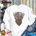 Patriotic American Flag Elk Mountain Wildlife Silhouette T Shirt