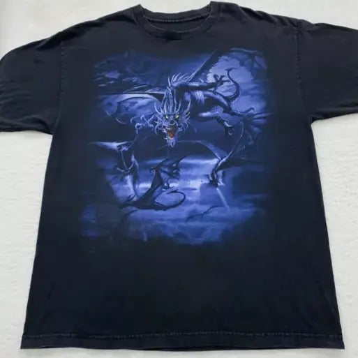 90s DRAGON FANTASY T-Shirt, grunge y2k emo scene tapout goth amity affliction style clothes, Unisex T-shirt