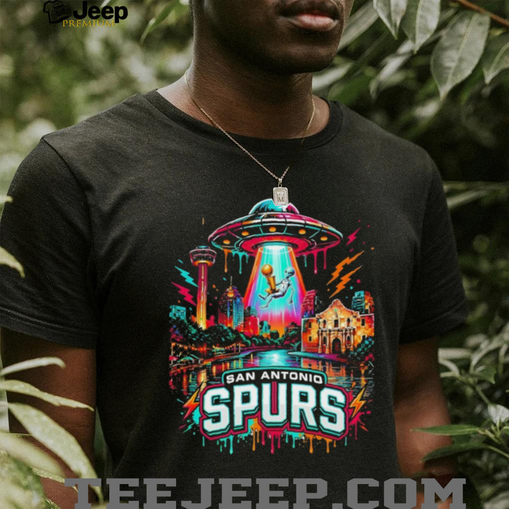 San Antonio Spurs Alien UFO Art Neon Texas Skyline NBA Finals Champions shirt
