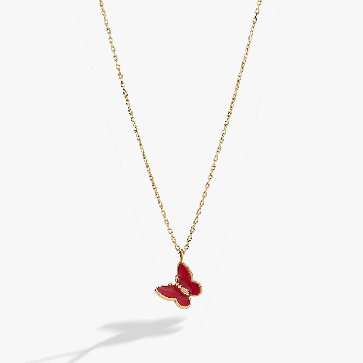 Pink Enamel Butterfly Necklace