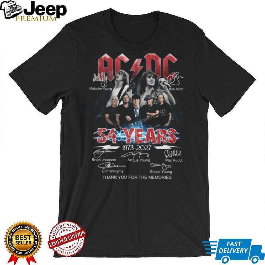 AC DC 54 Years 1973 2027 Band Signatures Tribute T Shirt