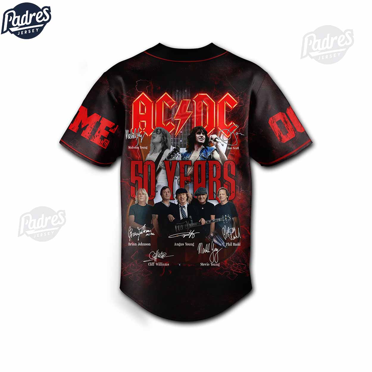 ACDC 50 Years Anniversary Custom Baseball Jersey - Padres Jersey Oasis: Elevate Your Baseball Style Game... (Image 4)