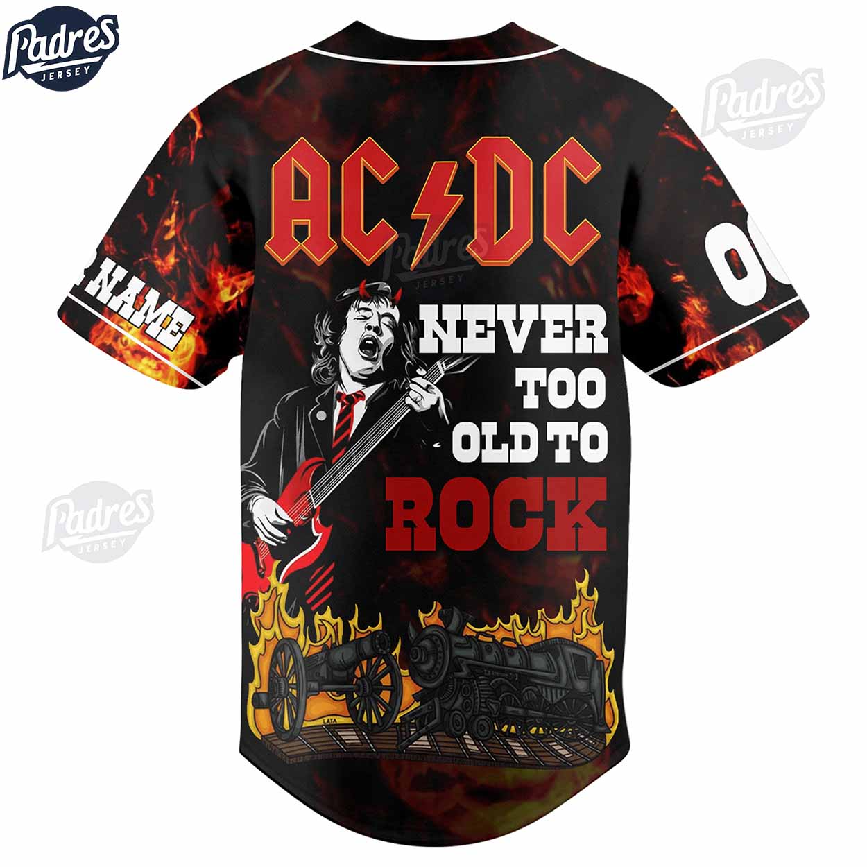 ACDC Never Too Old To Rock Custom Baseball Jersey - Padres Jersey Oasis: Elevate Your Baseball Style Game... (Image 2)