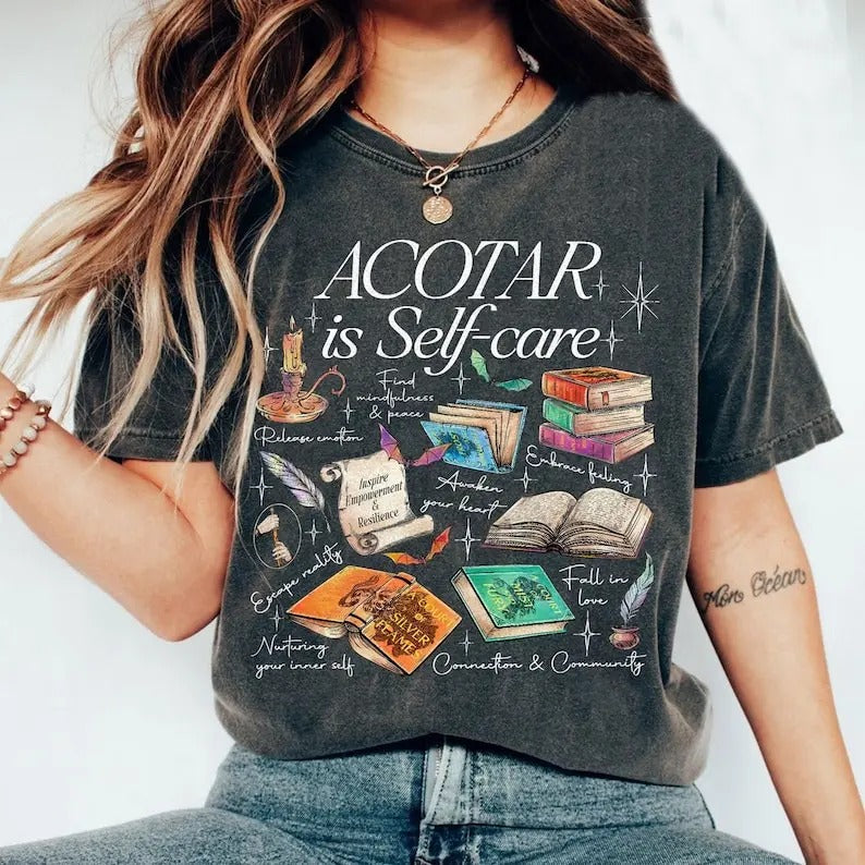 ACOTAR Is Self-Care T-Shirt, SJM Tshirt For Fan, Bookish Mental Health Tee, Gift For Book Lover Shortsleeve