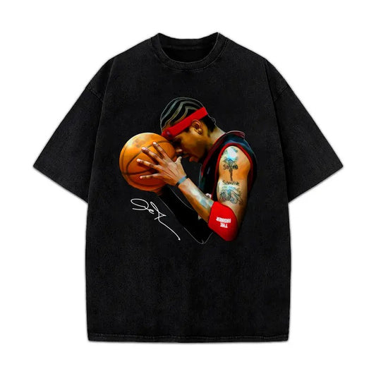 AI The Answer 90's Basketball Vintage Streetwear Style T-Shirt Crewneck Cotton Menswear Top