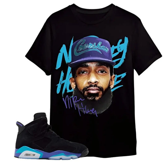 AJ 6 Aqua Unisex Shirt, Hussle Head Shirt To Match Sneaker Graphic Tee Gift For Men Women, Besties Cotton Fabric