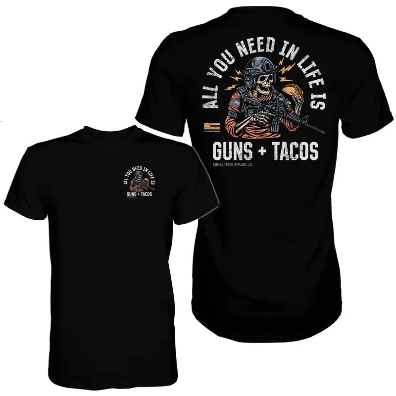 ALL YOU NEED IN LIFE IS GUNS & TACOS MEN'S T-SHIRT, funny meme shirt Hoodie, Sweatshirt | WearSparks.com