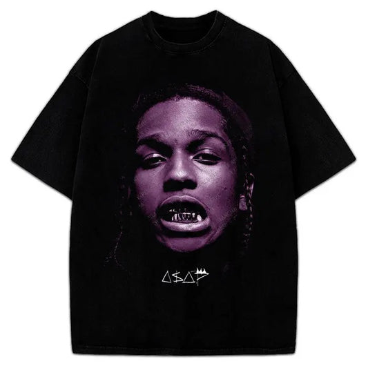 ASAP Rocky T-Shirt Asap Mob 90's Hip Hop Tour Concert Style Merch Custom Tee Crewneck Cotton