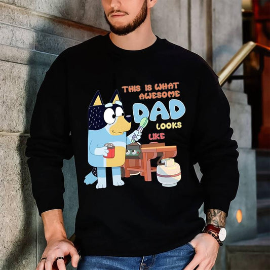 AWESOME DAD This is what an dad looks like MENS T-shirt, Bluey Dad Retro Tee, Bluey Family Shirt, Super Hero Dad Tee,...