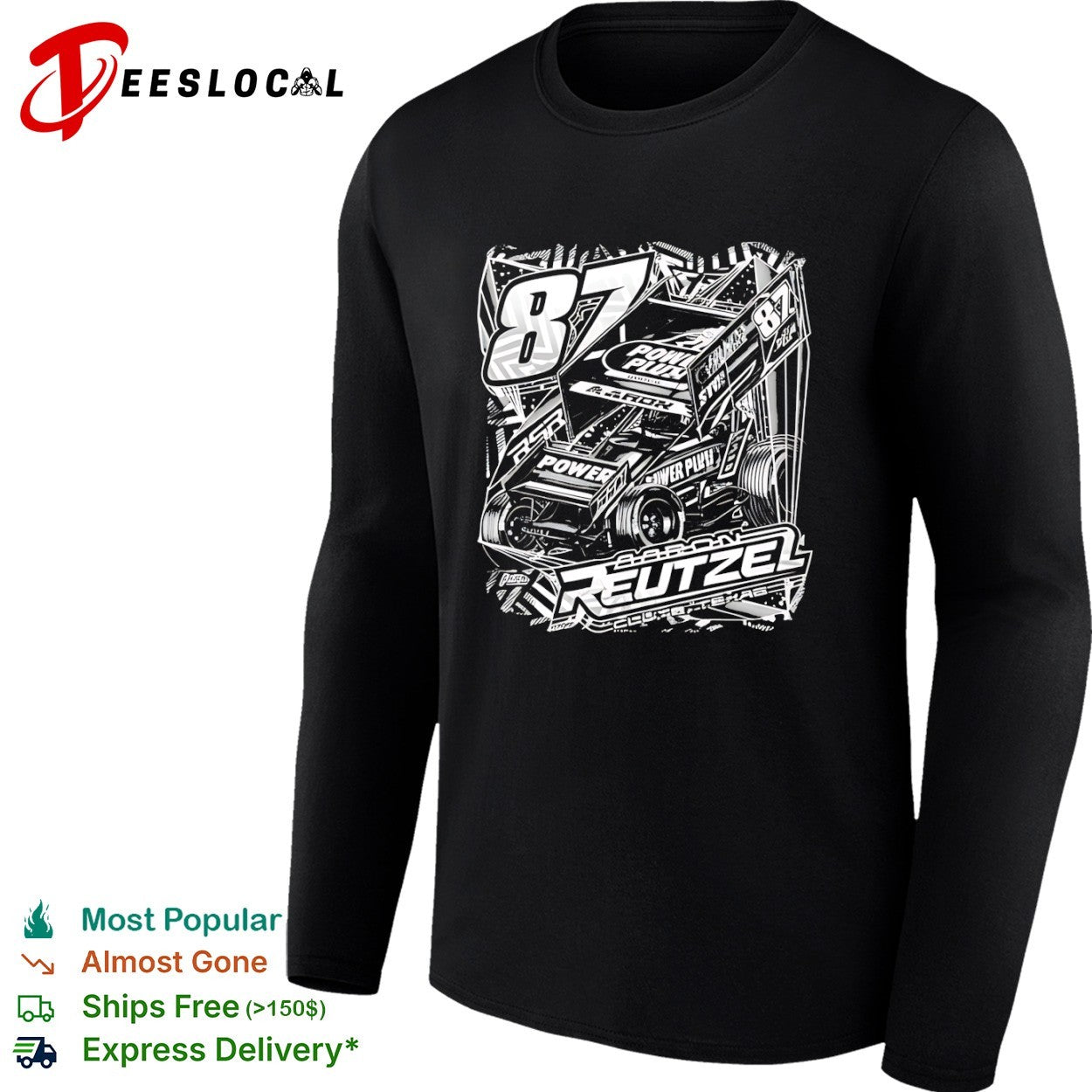 Aaron Reutzel 87 Power Plus Sprint Car Racing shirt