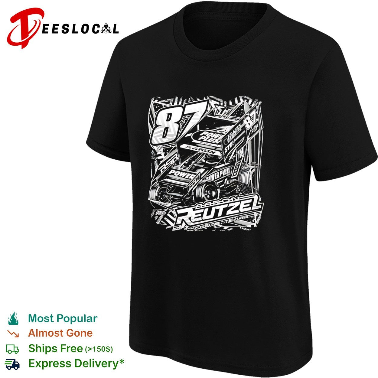Aaron Reutzel 87 Power Plus Sprint Car Racing shirt