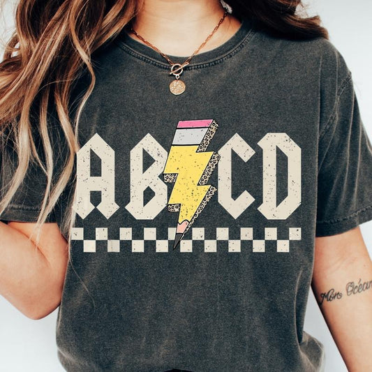 Abcd Teacher Comfort Colors Shirt, Kindergarten Teacher Shirt, Back To School Shirt, Elementary School Shirt, Gift For Teacher,Teacher Shirt Fabric Top