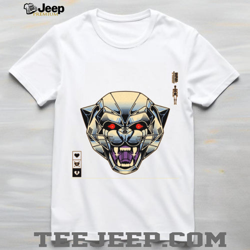 Abstract Panther Geometric Cyberpunk Neon Graphic T Shirt