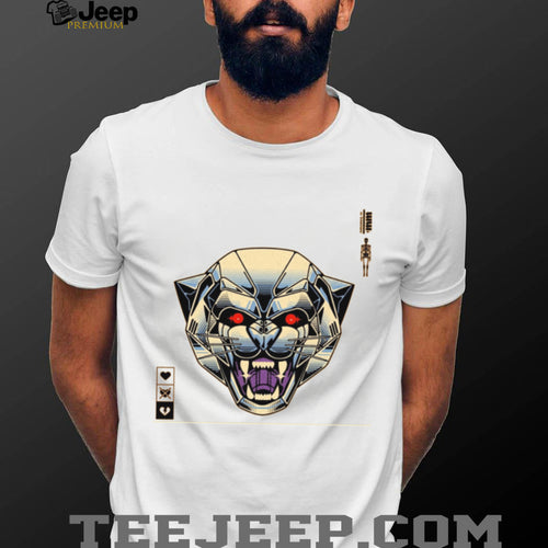 Abstract Panther Geometric Cyberpunk Neon Graphic T Shirt