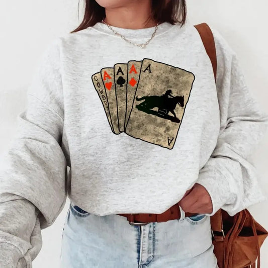 Ace Cards Cowboys cards Sweatshirt, Crewneck Graphic SweatShirt, cowgirl outfits, western outfit women, western tops, western tops, rodeo outfits women, shirt sweatshirt hoodie