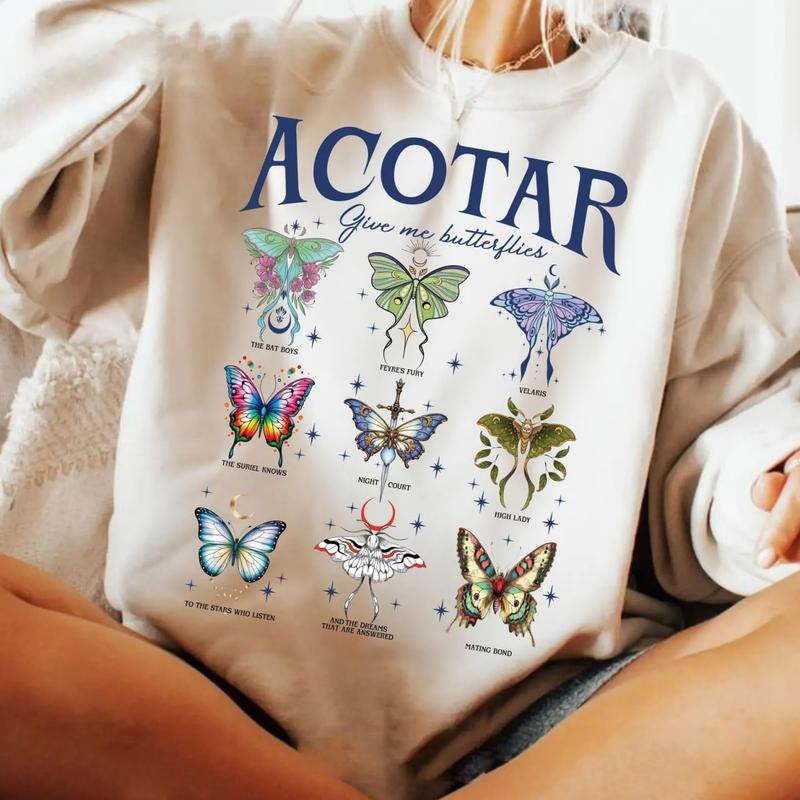Acotar Butterflies Sweatshirt, Acotar Give Me Butterflies T-Shirt, Velaris The Night Court Shirt, Feyre And Rhysand Tee,...
