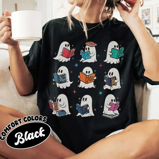 Acotar Ghost Reading Book Comfort Colors Shirt, SJM Book Shirt, Bookish Ghost Tee, Throne of Glass, SJM Book Reader, Halloween Book Lover