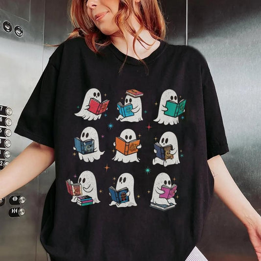 Acotar Ghost Reading Book T-Shirt, Throne Of Glass Ghost Reading Sweatshirt, TOG Series Book Reader Shirt, SJM Book Tour Shirt, Halloween Book Shirt