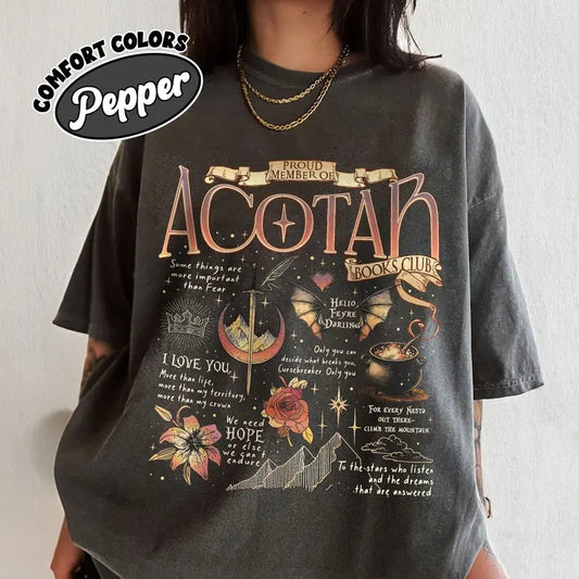 Acotar Quotes Comfort Colors Shirt, Proud Member Of ACOTAR Books Club Shirts, The Night Court T Shirt, SJM Inspire Bookish Gift Casual Top