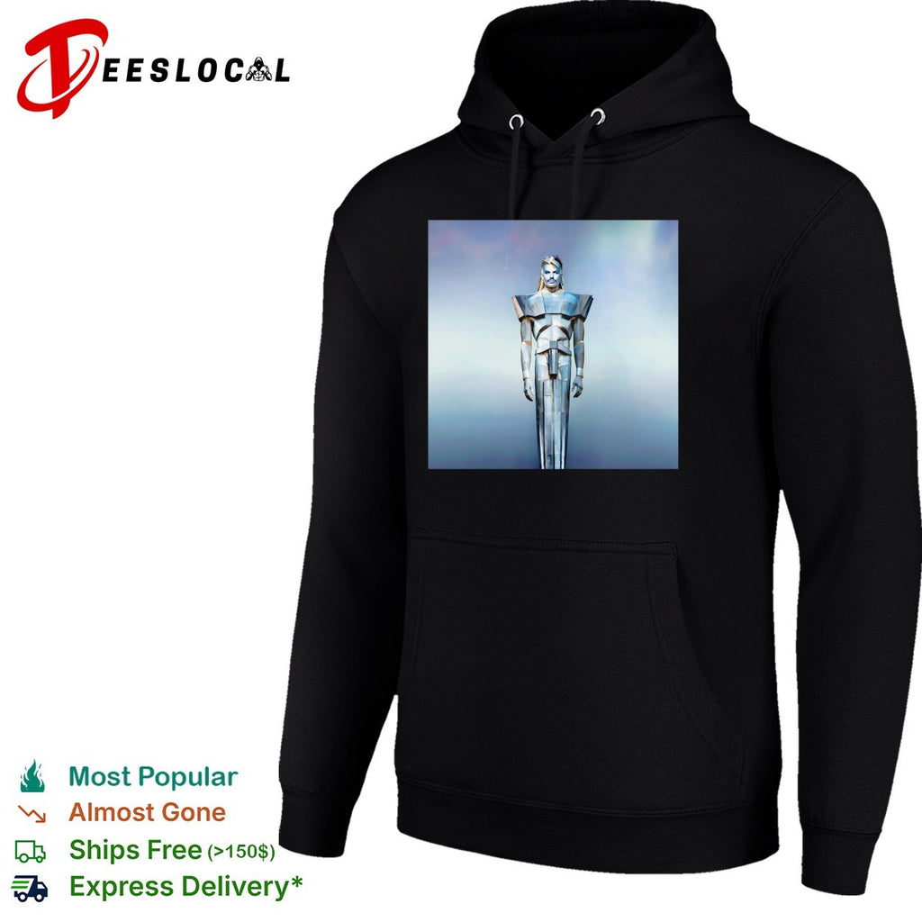 Adam Lambert standing in metal armor Adam album cover shirt