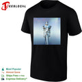 Adam Lambert standing in metal armor Adam album cover shirt