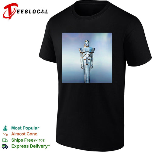 Adam Lambert standing in metal armor Adam album cover shirt