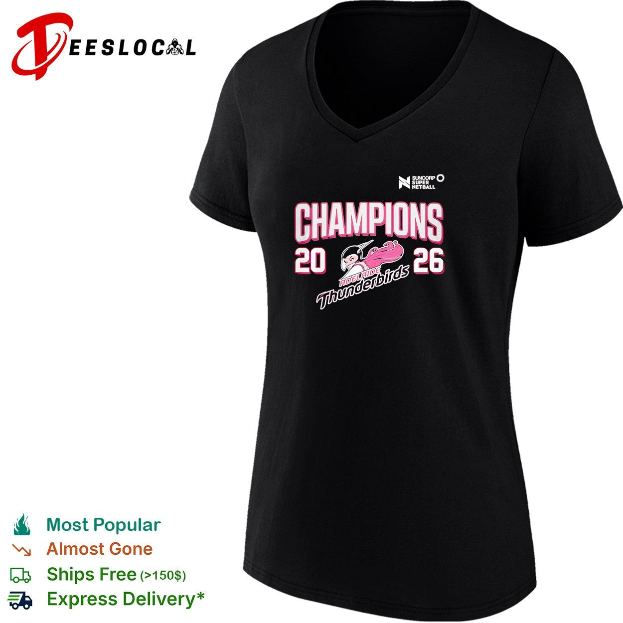 Adelaide Thunderbirds champions 2026 Suncorp Super Netball mascot shirt