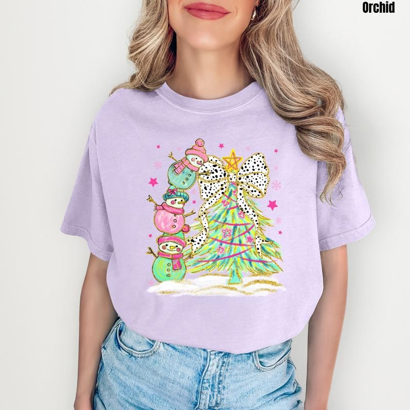 Adorable Snowmen & Tree Comfort Colors T-Shirt 'NLB' Hoodie, Sweatshirt | WearSparks.com