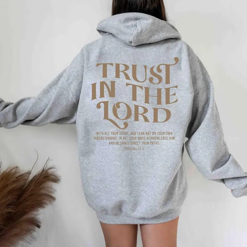Aesthetic Christian Hoodie, Bible Verse Hoodie, Women's Religious Shirt, Trust In The Lord Shirt, Faith shirt, Christian Hoodie and Sweater, Cotton Womenswear Light Polyester Solid Tops