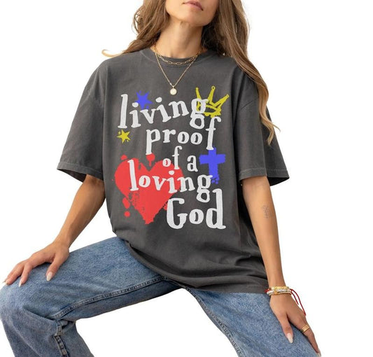Aesthetic Christian Shirt, Christian Streetwear Apparel For Men, Living Proof Of A Loving God Shirt, Jesus Apparel, Christian Gift, Unisex T-Shirt, Short Sleeve Tee Shirt, Cool Gifts For Women, Gifts For Christmas Menswear Top