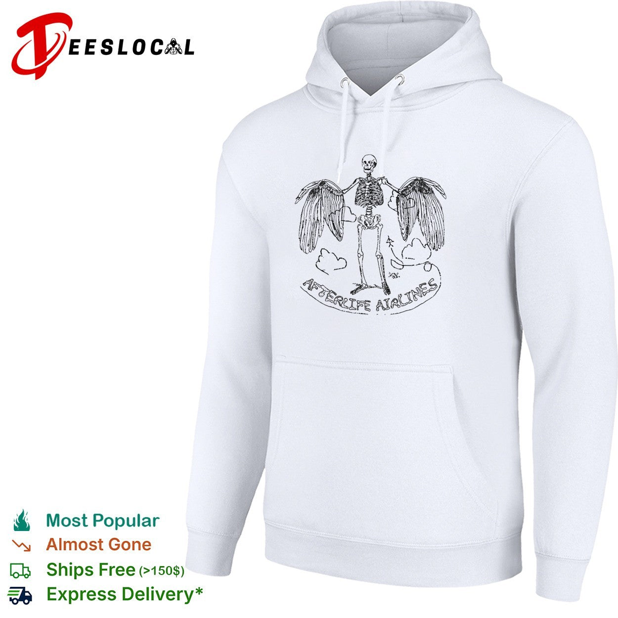 Afterlife Airlines skeleton wings shirt