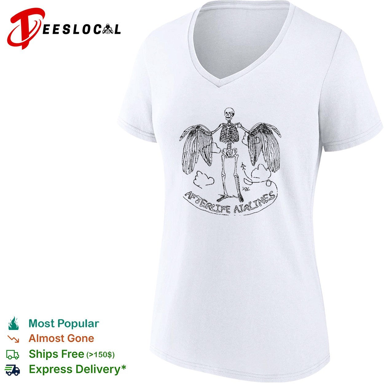 Afterlife Airlines skeleton wings shirt