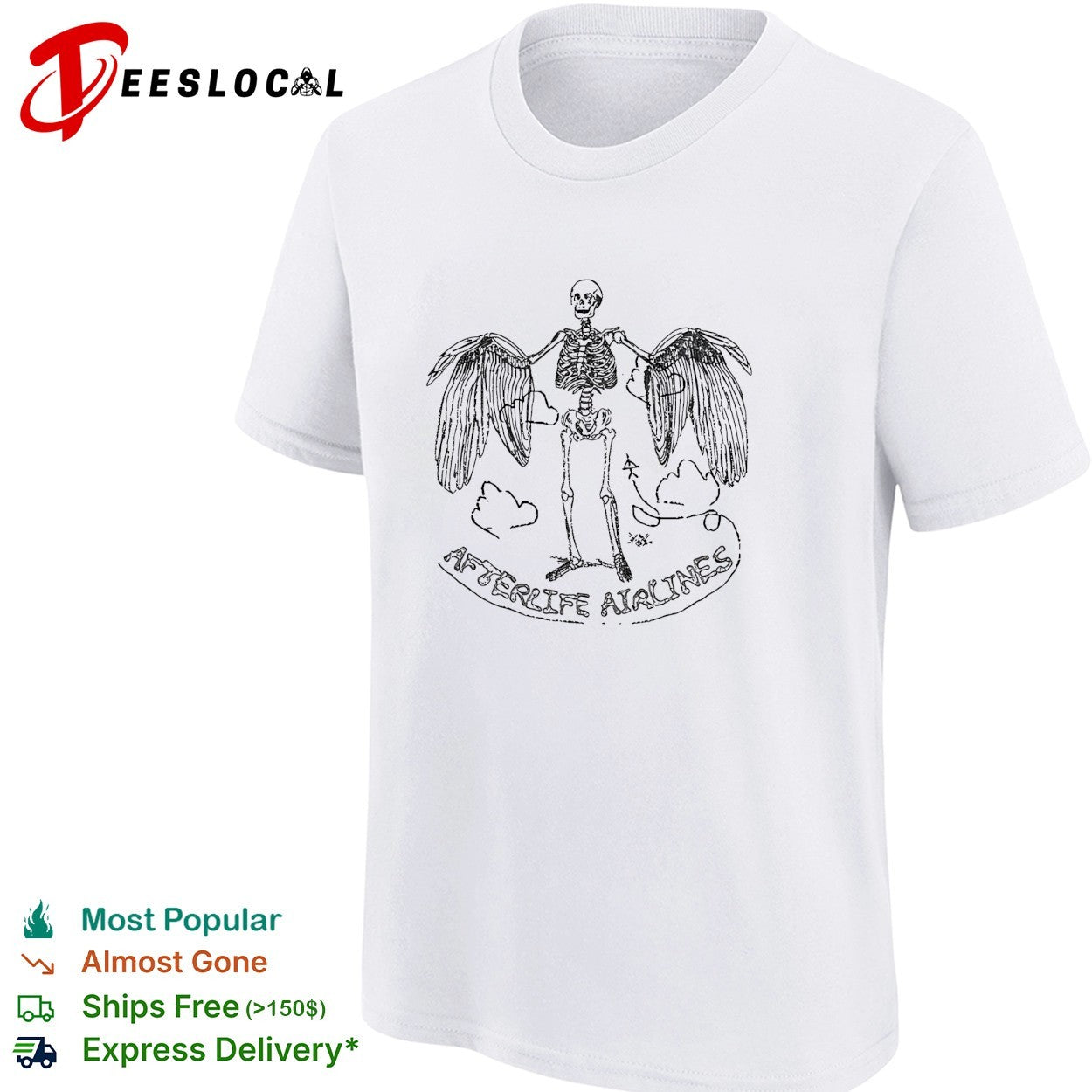 Afterlife Airlines skeleton wings shirt
