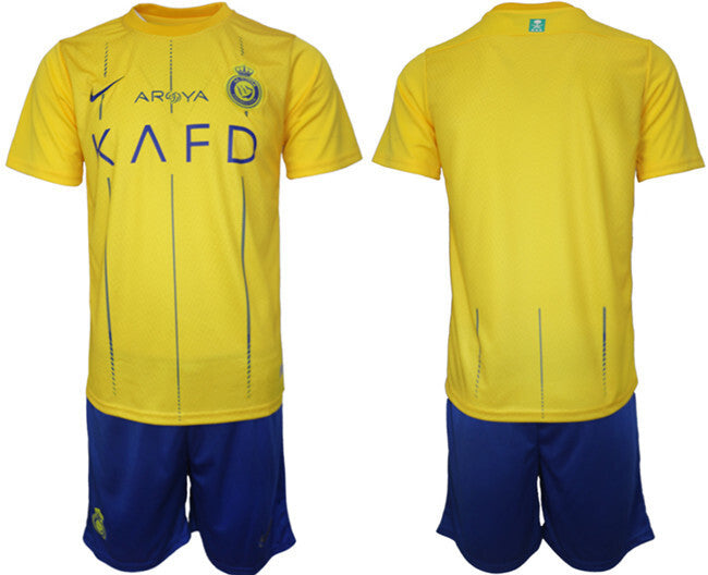 Al Nassr Custom 2023 24 Yellow Away Soccer Jersey Suit
